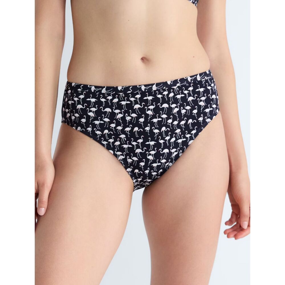 Free Assembly Women's High Waisted Darkest Navy Flamingo Bikini Bottoms